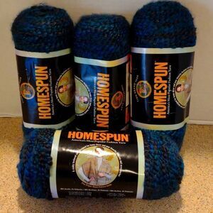 Lion Brand Homespun YARN 4(packs) #404 Lagoon - Shades of blue.  C2
